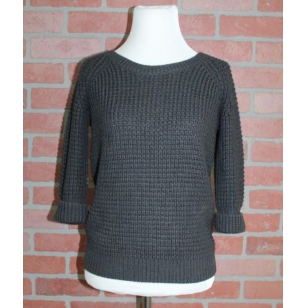 Cremieux Charcoal Gray Chunky Knit Wool Sweater